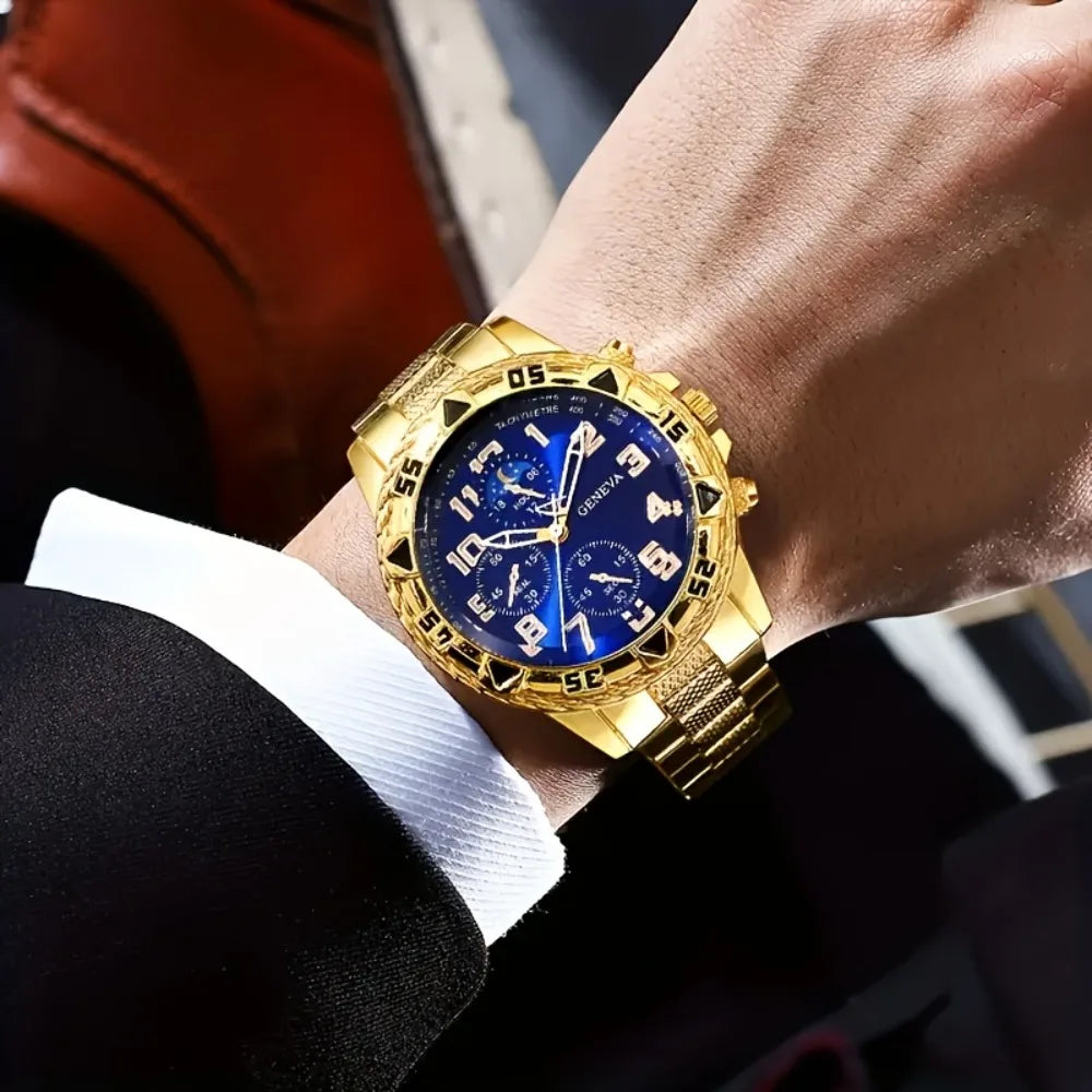 Luxury Statement Watch – Blue & Gold / Gold-on-Gold Edition