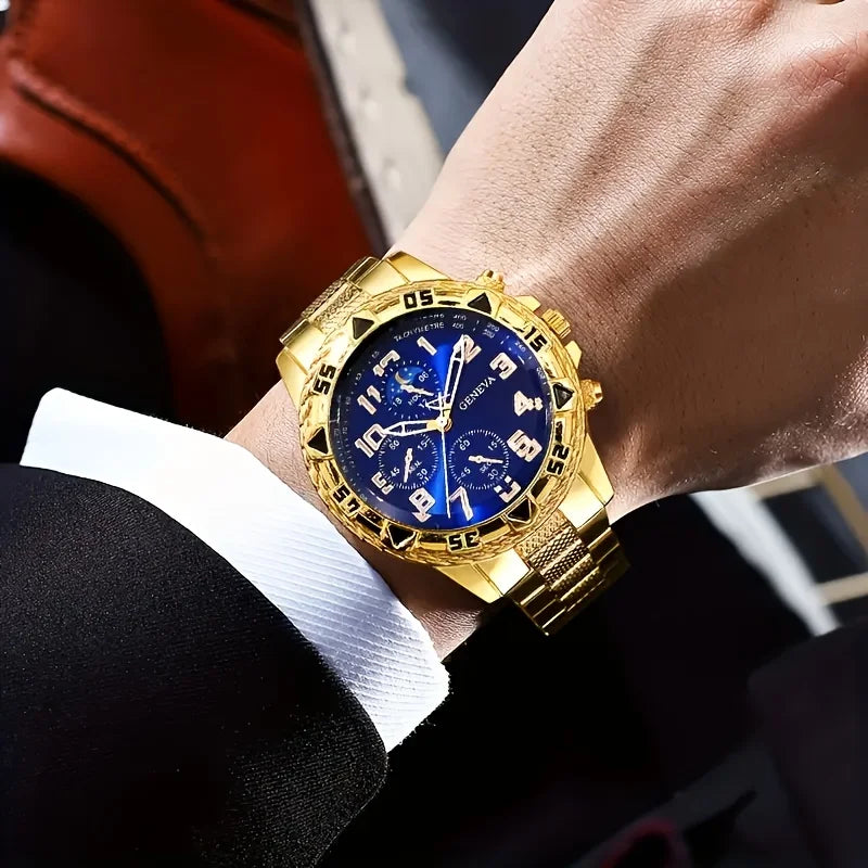 Luxury Statement Watch – Blue & Gold / Gold-on-Gold Edition